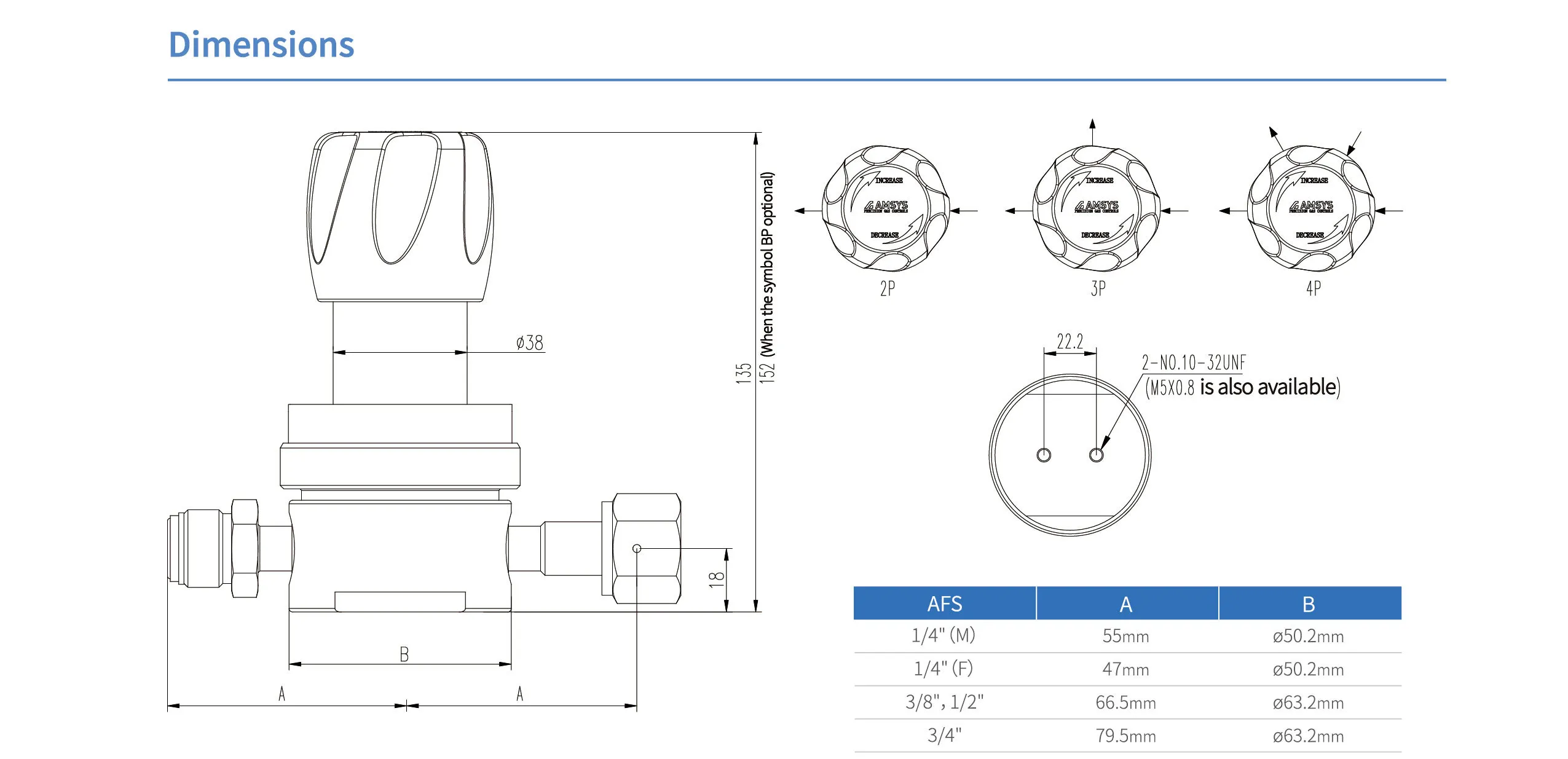 Регулятор AMFLO UHP AU22 Материал: Код S (Body-SUS316L VAR; Poppet, Nozzle, Gland-SUS316L; Diaphragm-Hastelloy®C-22; Seat: PCTFE); Поверхность 0.13 um; 3х портовый с манометром, вх. давл. 20.6 бар, CV-1.1
